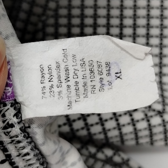 Sensational Collection crop pant black white print rayon blend stretch pants XL - Picture 10 of 10